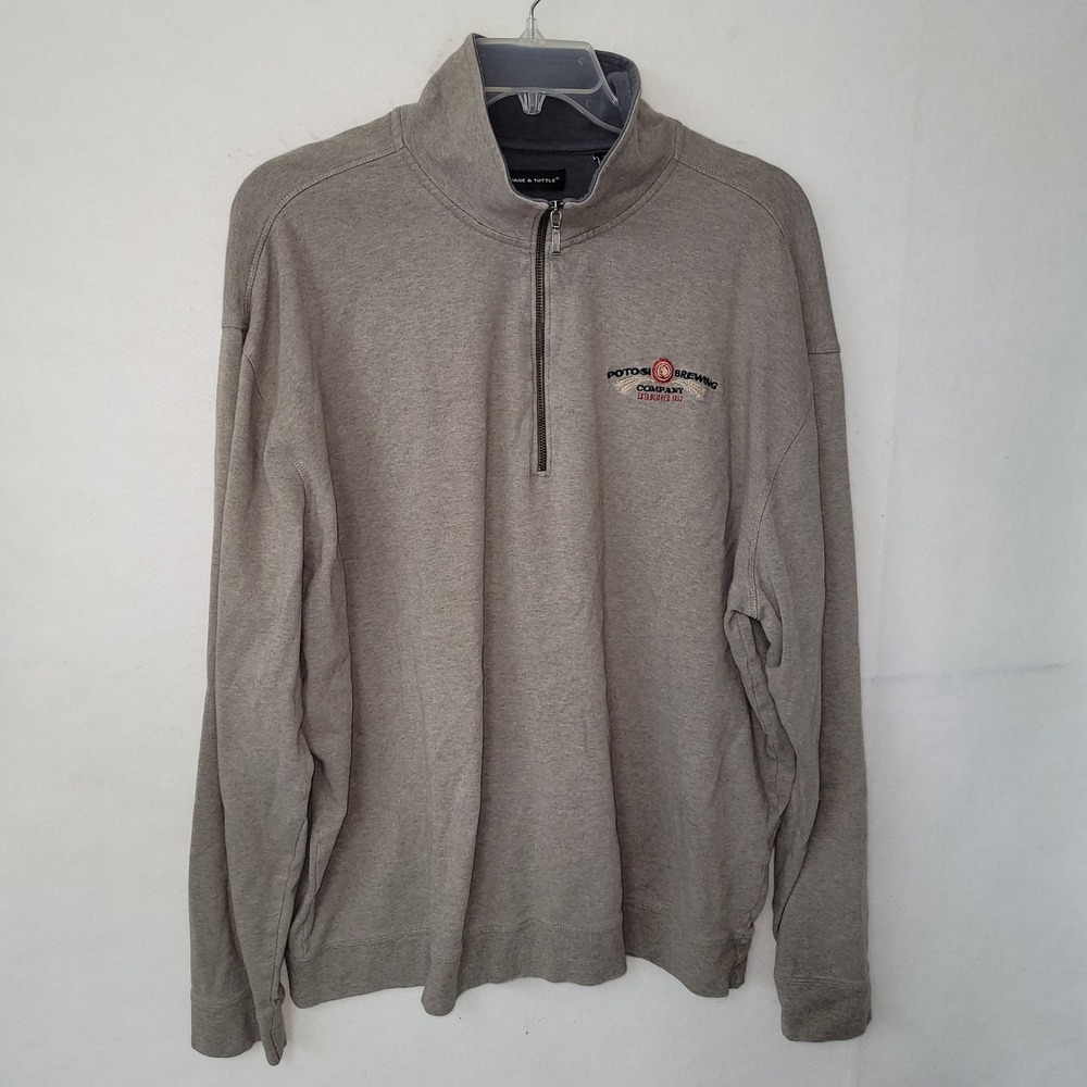 Page Tuttle Mens Tan Potosi Brewing Company Quarter Zip Pullover Sweatshirt 2XL